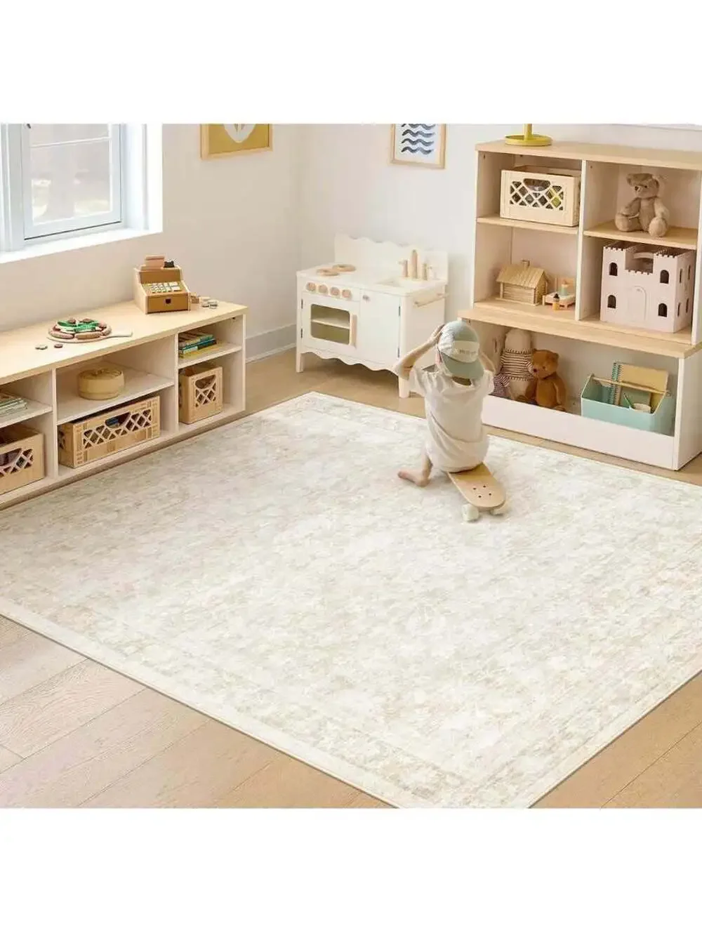 6’x9’ Rug Washable Vintage Floral Rug Non-Slip Boho Carpet